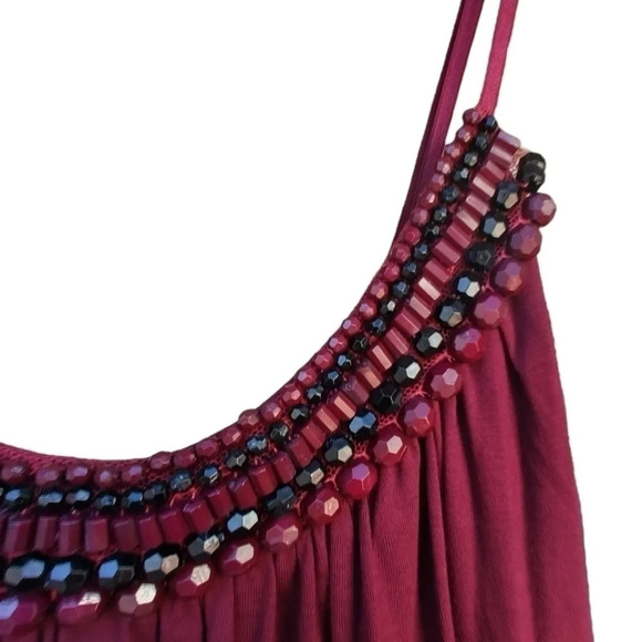 NWT- Burgundy Knit Spaghetti Strap Summer Blouse. Medium - Picture 3 of 12